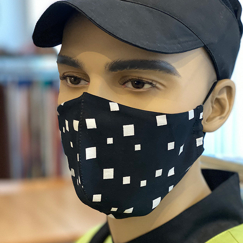 Черная лицевая маска многоразовая, 100% хлопок