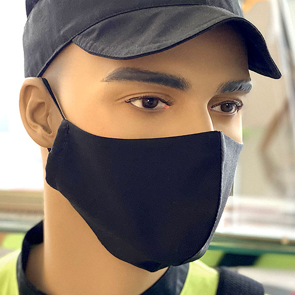 Черная лицевая маска многоразовая, 100% хлопок